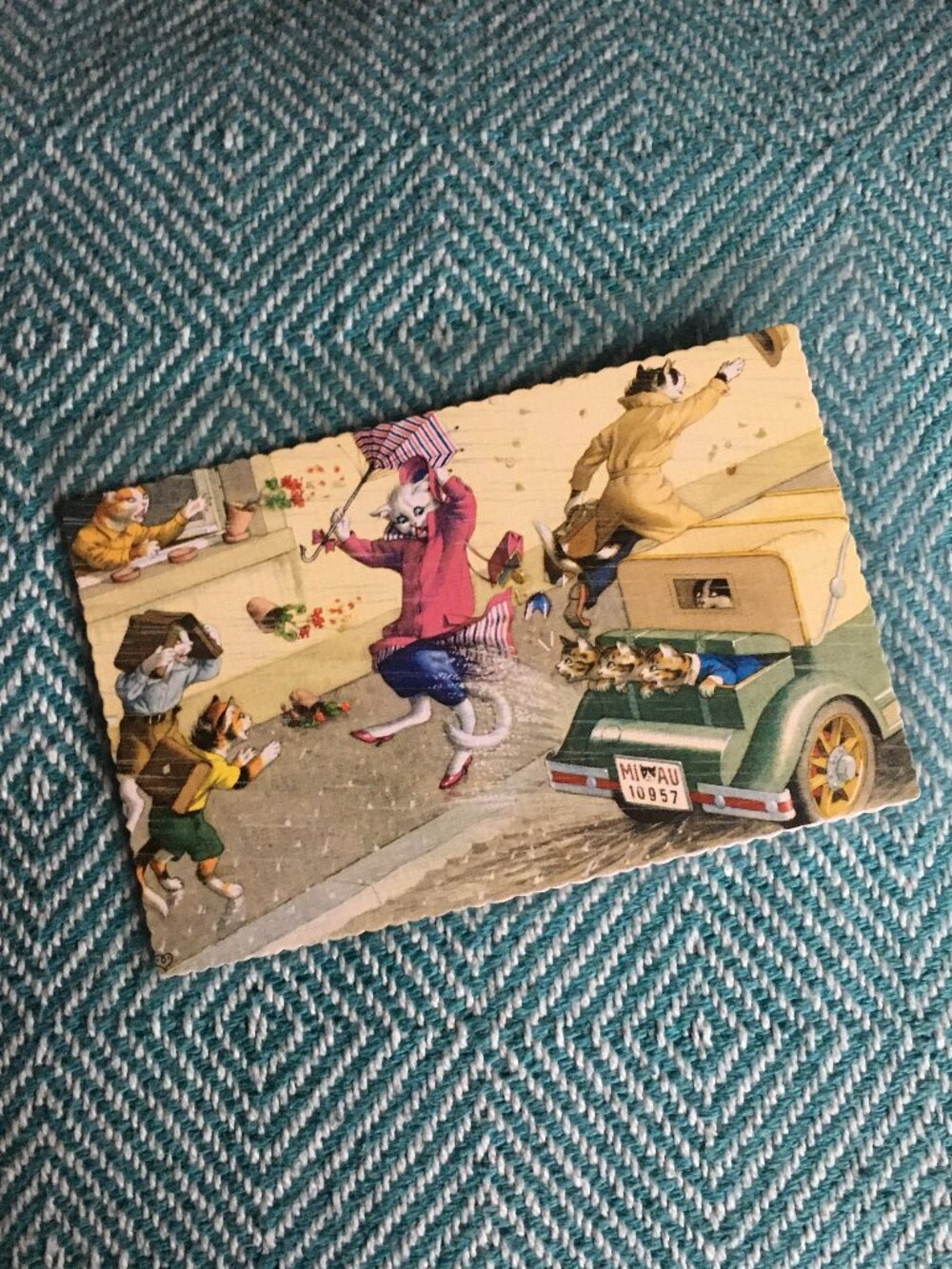 Vintage Alfred Mainzer Anthropomorphic Windy Day Postcard
